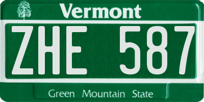 VT license plate ZHE587