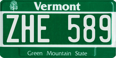 VT license plate ZHE589