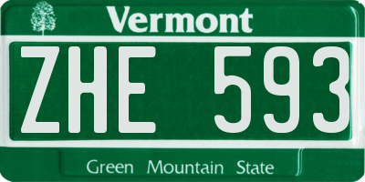 VT license plate ZHE593