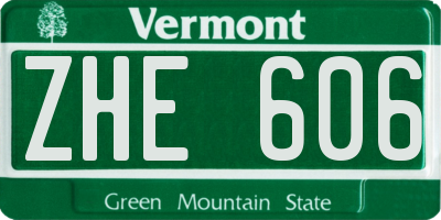 VT license plate ZHE606