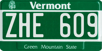 VT license plate ZHE609