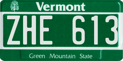VT license plate ZHE613