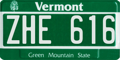 VT license plate ZHE616