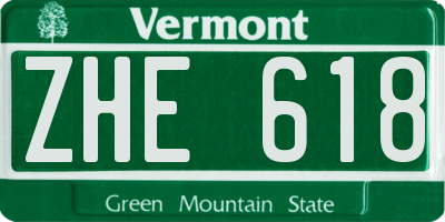 VT license plate ZHE618
