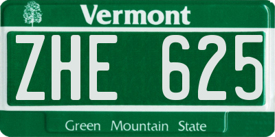 VT license plate ZHE625