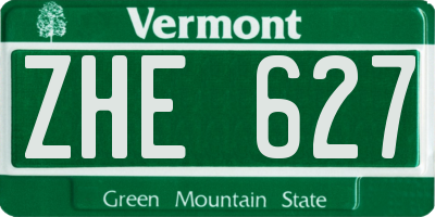 VT license plate ZHE627