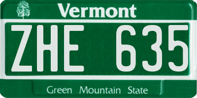 VT license plate ZHE635