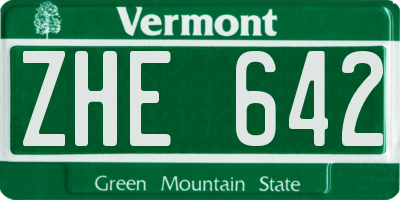 VT license plate ZHE642