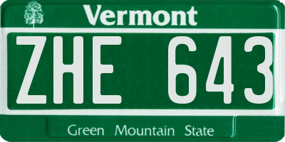 VT license plate ZHE643