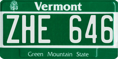 VT license plate ZHE646