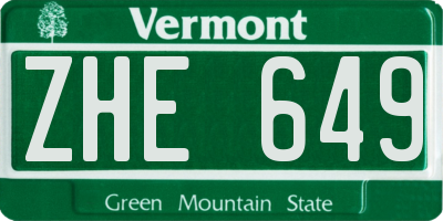 VT license plate ZHE649