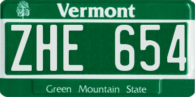 VT license plate ZHE654
