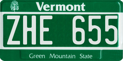 VT license plate ZHE655