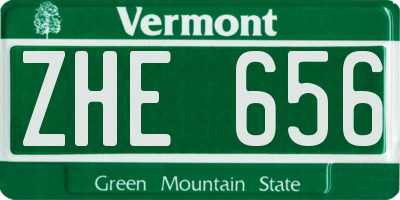 VT license plate ZHE656