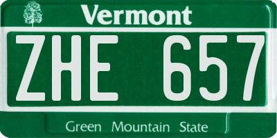 VT license plate ZHE657