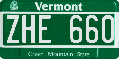 VT license plate ZHE660