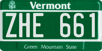 VT license plate ZHE661