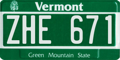 VT license plate ZHE671