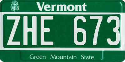 VT license plate ZHE673