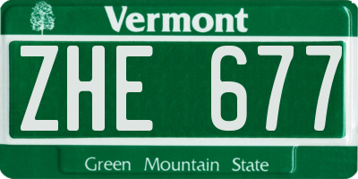 VT license plate ZHE677
