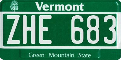 VT license plate ZHE683