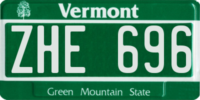 VT license plate ZHE696