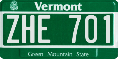 VT license plate ZHE701