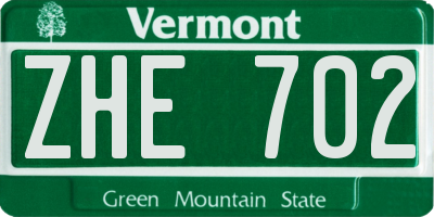 VT license plate ZHE702