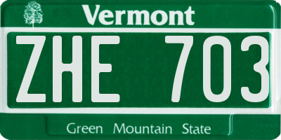 VT license plate ZHE703