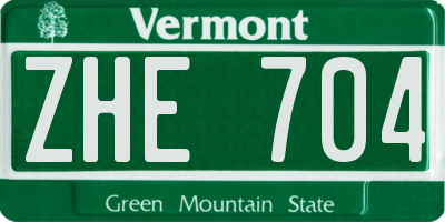 VT license plate ZHE704