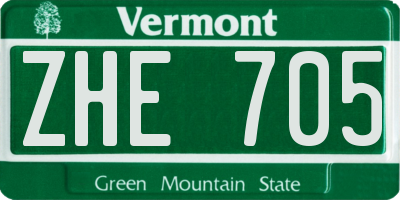 VT license plate ZHE705