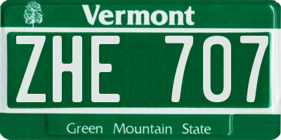 VT license plate ZHE707