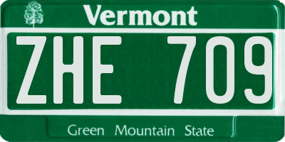 VT license plate ZHE709