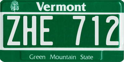 VT license plate ZHE712