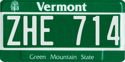 VT license plate ZHE714
