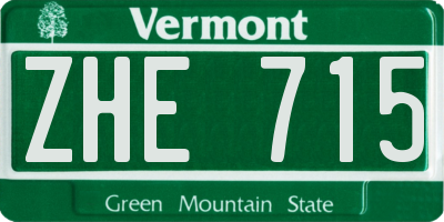 VT license plate ZHE715