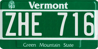 VT license plate ZHE716
