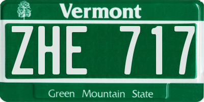 VT license plate ZHE717