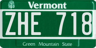 VT license plate ZHE718
