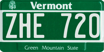 VT license plate ZHE720