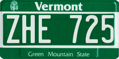 VT license plate ZHE725