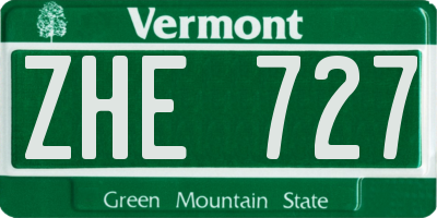 VT license plate ZHE727