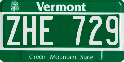 VT license plate ZHE729