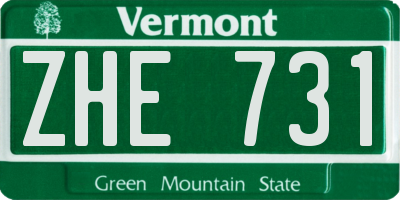 VT license plate ZHE731