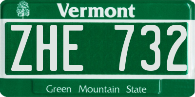 VT license plate ZHE732