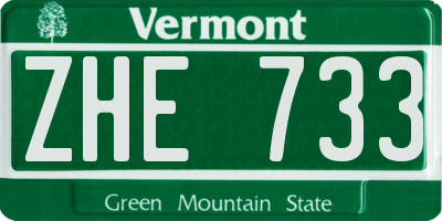 VT license plate ZHE733