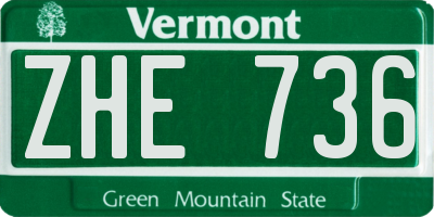 VT license plate ZHE736