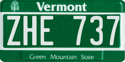 VT license plate ZHE737