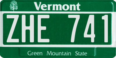 VT license plate ZHE741