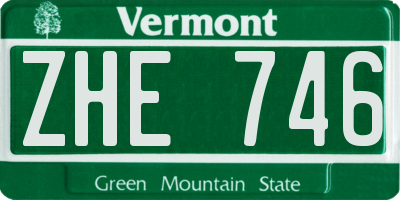 VT license plate ZHE746